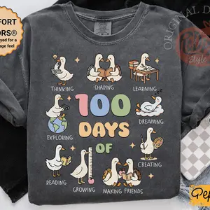 100 Days of School Goose Teacher Shirt  Cute Classroom Teacher Tee  Funny 100th Day Activities Top  Comfort Colors 100 Days Shirt 