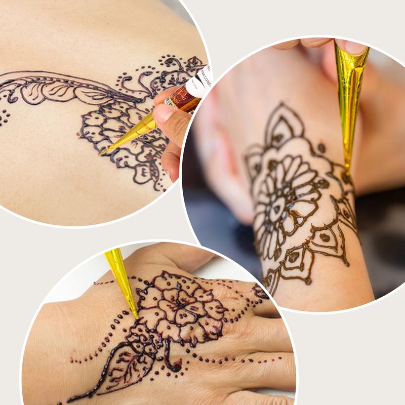 (Pack of 6) 30g-100% Fresh Natural Henna Cones |  Original Henna Blend  | Plant Based Temporary Tattoos |Two Colour Choose | Makeup Cosmetic