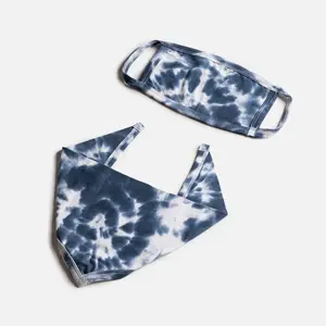 Matching Human & Dog Bandana & Face Mask - Tie Dye Navy