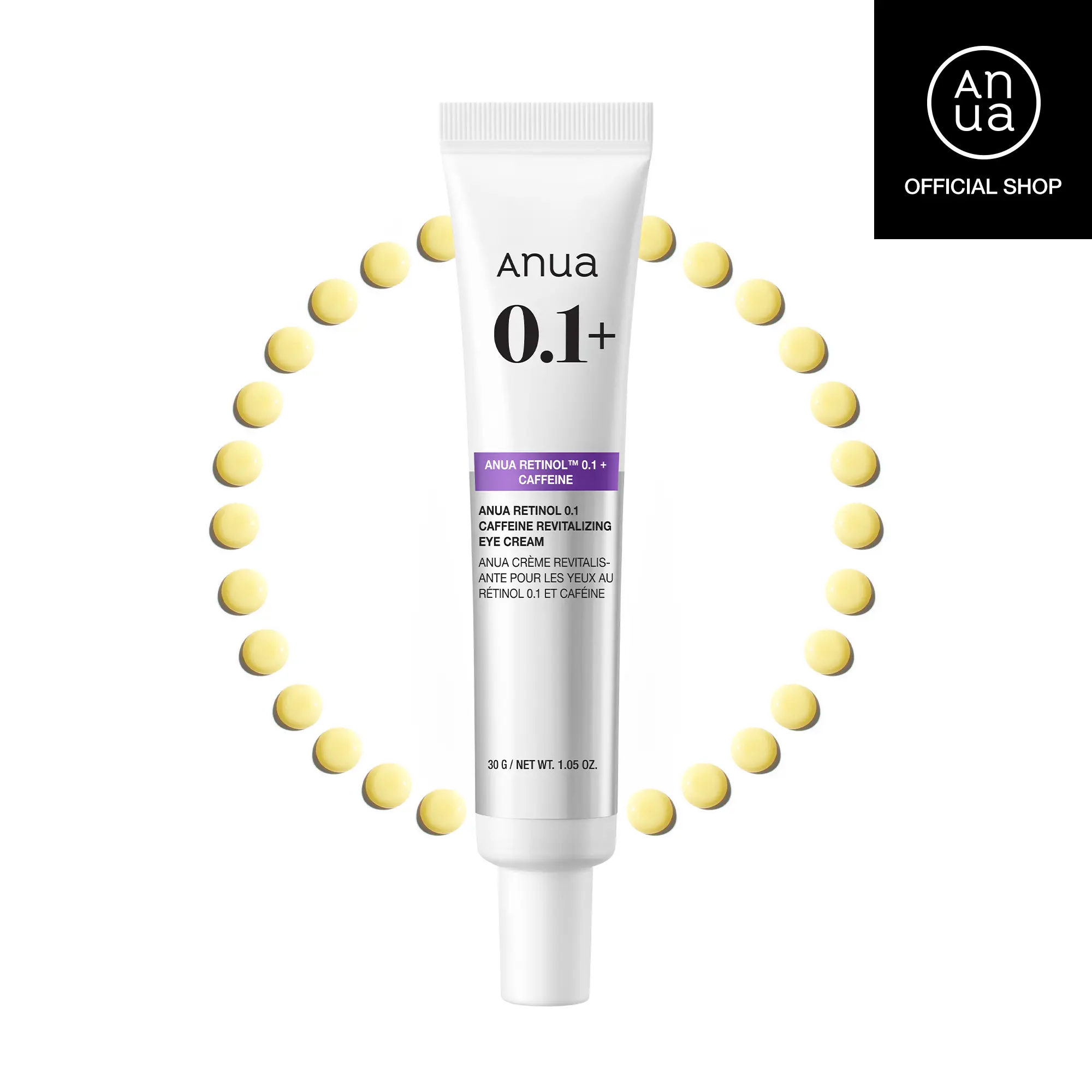 [Anua Official Shop] Anua Retinol TM 0.1 Caffeine Revitalizing Eye Cream 30g | retinol, eye cream, korean skincare, moisturizer, anti-wrinkle, anti-ag