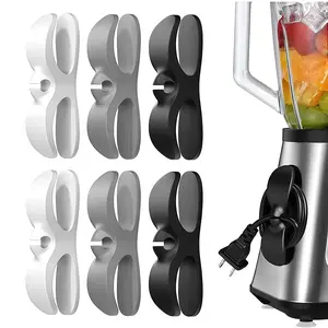 6 hole free self-adhesive power cord storage clips, self-adhesive silicone rope wrapped bracket, suitable for mixers, mixers, coffee machines, air fryers, pressure cookers, air fryers, and wire management tools for mixers