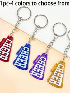 Cheer Keychain Shiny Acrylic Key Chain Team Support Hanging Decoration Football Game Day Fan Gift Super Bowl Cheerleader Sequins Trumpet Keyring