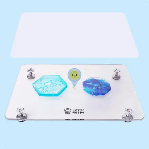 LET'S RESIN Pro-Series Acrylic Adjustable Leveling Table with Bubble Level - 16''x12'', Silicone Mat, No-Installation Artist Supplies for 3D Print Leveling, Resin, Paint, Soap - Studio Art Equipment
