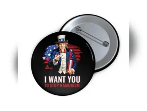 Uncle Trump Stop Kamunism Pin Button - Patriotic 2024 Election Memorabilia