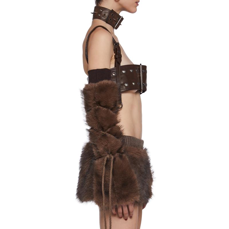 Chamber Faux Fur Arm Warmers - Dark Brown