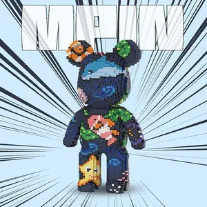 [Valentine's Day]7000 Pieces Creative Bear Building Blocks Set, 43cm High Sea World Medium Size, Unisex Gift Toy, Home Decoration