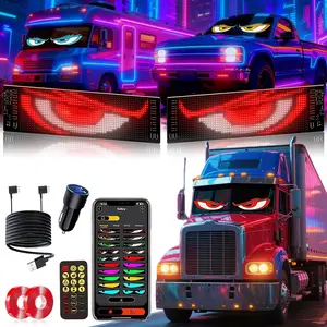 2 pieces 23"x5" Devil Eye Windshield Lights - Dual Screen Synchronization, Suitable for Car/Truck/SUV/RV Windshield LED Light Strips with APP Control Function, Customizable Text, Animations, and Graphics (2 pieces)