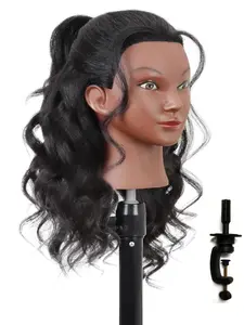 Realistic Doll Head Model with Human Hair, 16 Inch Beauty Mannequin Head for Hairstyling Practice, Includes Free Small Stand, Practice Tool