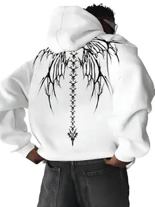 Wings Spine Hoodie, Gothic Skeleton Graphic Streetwear For Men and Women, Shirts Men, Men's Top