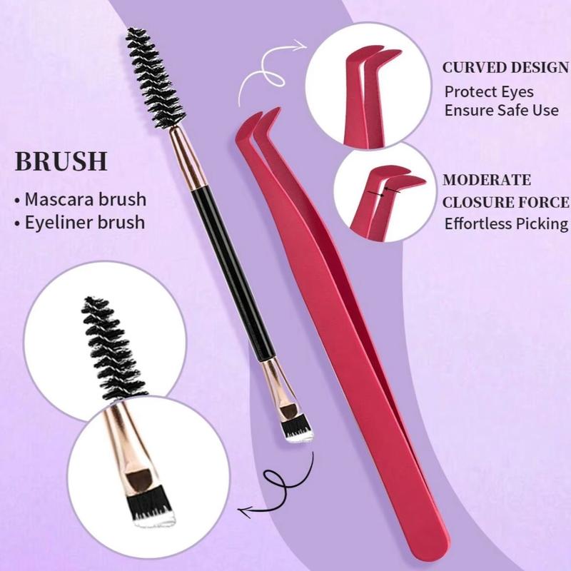 Kit for False Eyelashes - D Curl Cluster with Extension Glue and Tensions - Makeup, Cosmetic