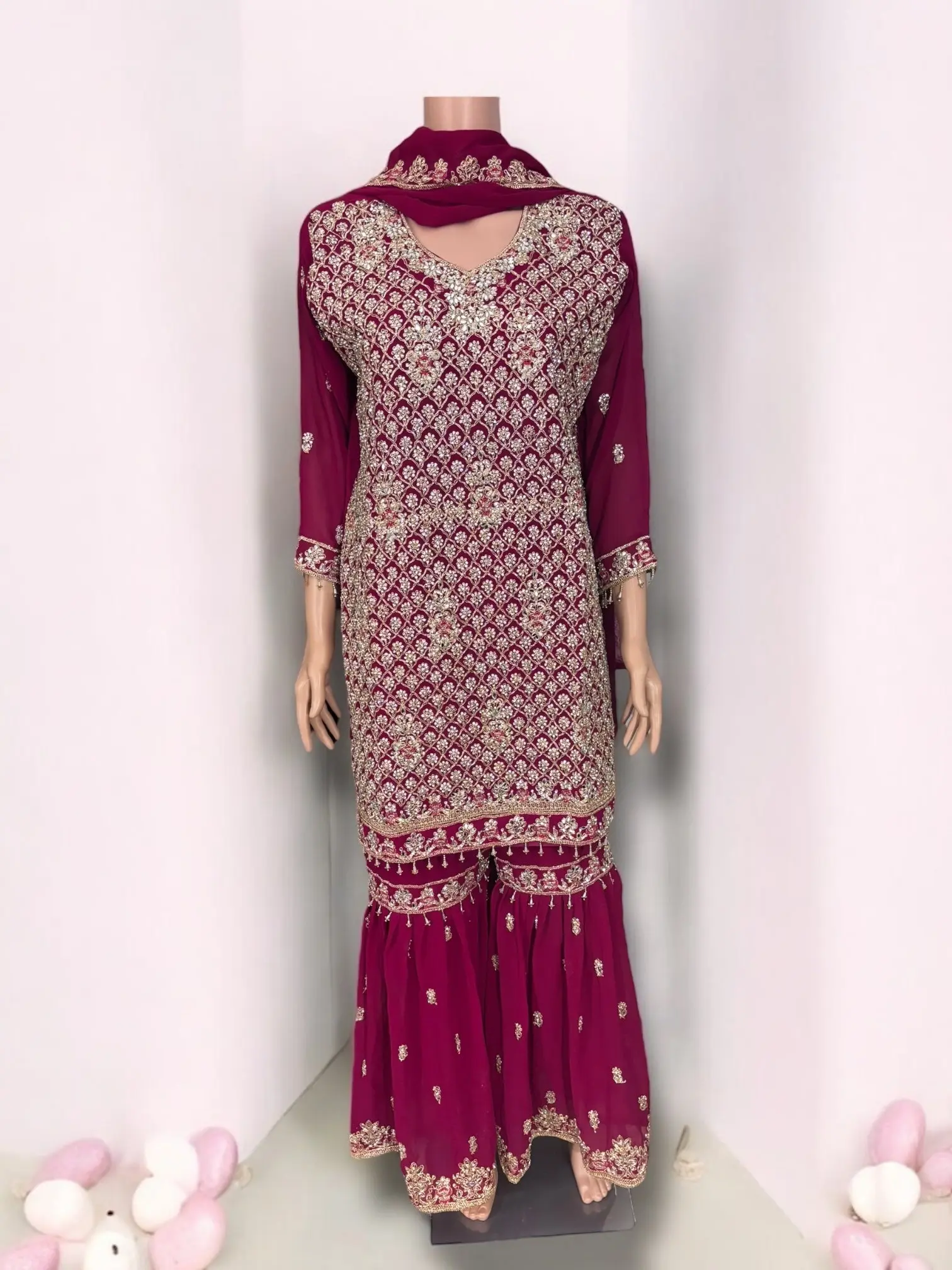 Traditional Designer Garara Salwar Kameez Suit - Ethnic Wear - 201