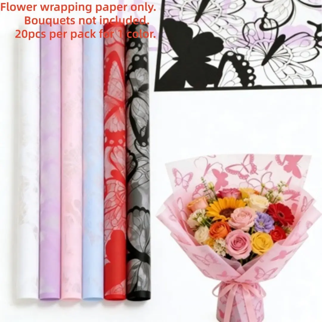 Butterfly Floral Wrapping Paper, High-Quality Bouquet Packaging, Waterproof Gift Wrap, Holiday & Event Decor, Flower Shop Supplies
