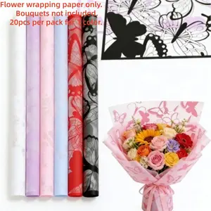 Butterfly Floral Wrapping Paper, High-Quality Bouquet Packaging, Waterproof Gift Wrap, Holiday & Event Decor, Flower Shop Supplies
