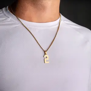 Number Pendant Necklace - Gold