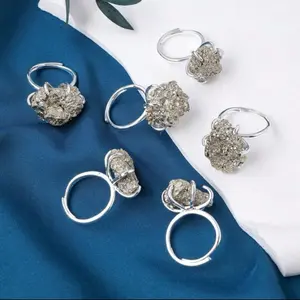 Chalcopyrite Natural Crystal Rough Stone 1PC Grab Ring with Asymmetrical Design, Adjustable Fit