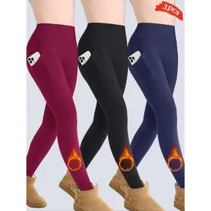 Women's Winter High Waisted Yoga Pants with Pockets, Fleece Lined Warm Sporty Leggings, Perfect for Fitness Outdoor Walking, Shaping Leggings