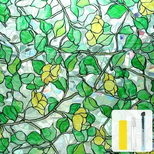 Window Privacy Film Stained Glass Static Cling - Removable Decorative Rainbow Window Tint with Iridescent Effect for Heat Blocking & Anti UV | for Home & Car Stickers