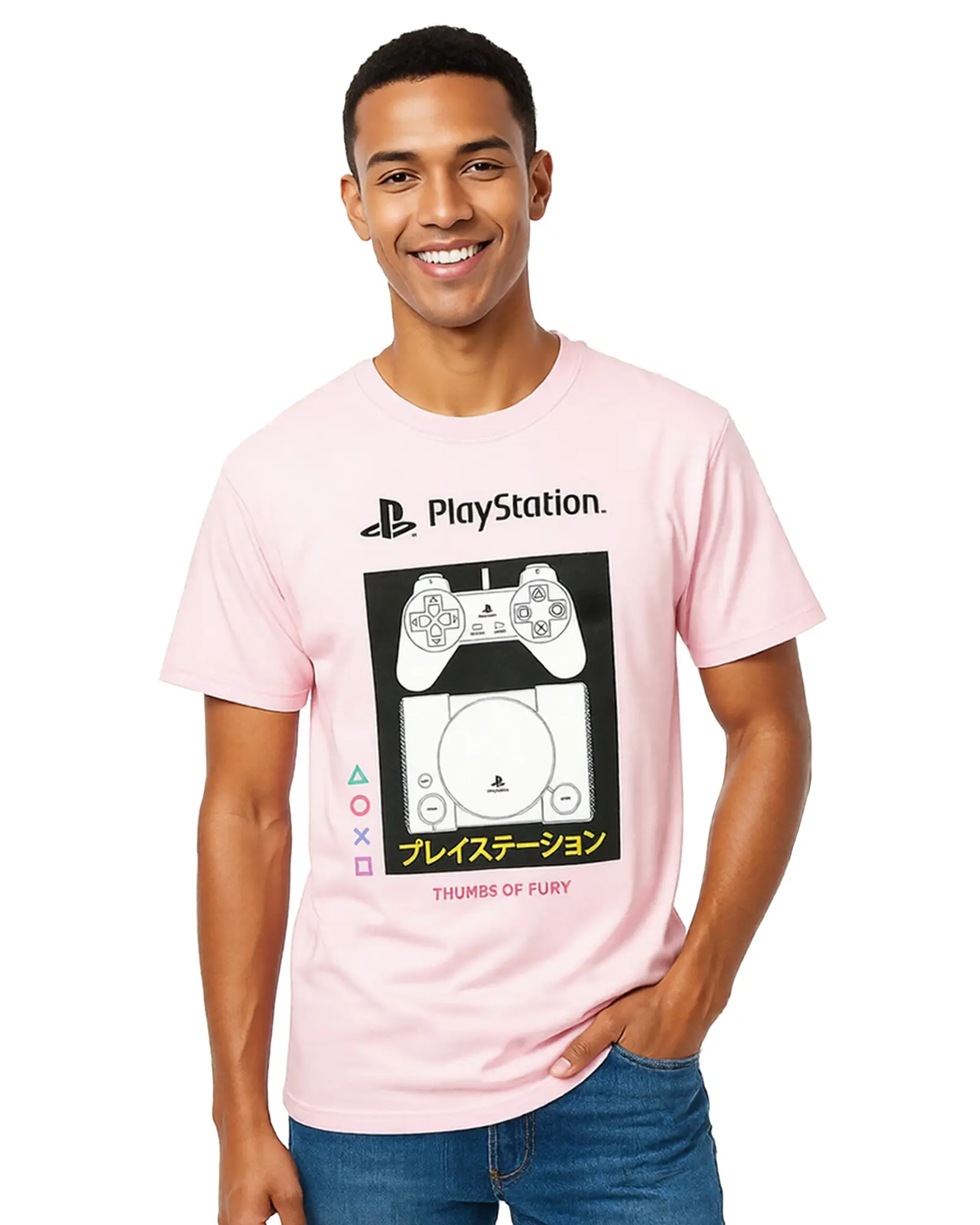 PlayStation T-Shirt Men's Thumbs of Fury Graphic Print Tee