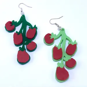 Cherry Tomato Produce Laser Cut Acrylic Earrings