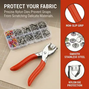 Including 100pcs Invisible Colored Metal Buckle & 1 Count Manual Pressure Pliers, household sewing accessories kit for DIY handicraft clothing and hats, buttons and pliers tool kit, seamless stitching sewing kit tools for crafts