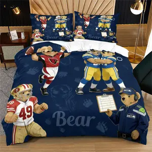 Polo Bear Pattern Duvet Cover Set, Soft And Durable Bedding Set, Including 1 Duvet Cover And 1 Or 2 Pillowcases, Suitable For Children And Adults Daily Holiday Birthday Gifts Gift Ready Bedroom Decorations