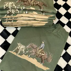 Cowboy Cutting Horse Graphic Crewneck & T-shirt, cowboy graphic tshirt, western graphic tshirt, plus size western graphic tshirt, western boutique, sweatshirts for women