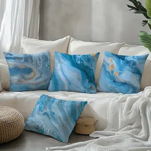 4pcs Black and Golden Fluid Art Pillowcase Set, Sofa Chair Decor, Peach Skin, Contemporary Minimalist Style, Printed Cushion Covers for Home Decor (17.71"x17.71"/45cm X 45cm)