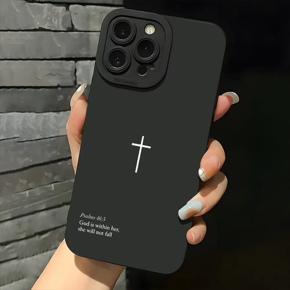 Phone cases Psalms 46:5 Cross Christian Cool Phone Case for Iphone 17 16 11 15 14 13 12 Pro Max Plus Case Black Aesthetic Phone Cases Birthday Christmas Gifts for Women Men Boyfriend Christian Gifts for Women Men