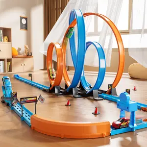 Car Race Track Sets for Kids 42 PCS Toy Car Track Accessories with 4 Small Cars for Racing Game Indoor & Outdoor Play Perfect for Birthday Gifts - Toyset