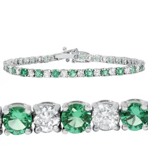 3ct Emerald & Diamond Genuine Tennis Bracelet 14K White Gold