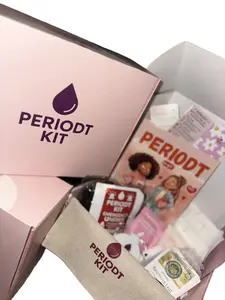 PERIODT Kit - Classic Period Starter Kit for Girls | Gift Box with Book, Pouch & Self-Care Items Organizer Mum | First Period Prep Guide, Mirror, Pouch, Affirmation Card, Care Items