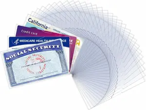Clear PVC Social Security Card Protector Sleeves, Waterproof 12Mil Card Holder Covers for Social Security, Medicare, ID, Credit and Business Cards