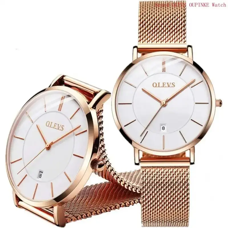 OLEVS Inexpensive Watches Women Analog Quartz Business Watch Stainless Steel Classic Waterproof Watches Unique Calendar Date Window Wrist Watch Custom engraving.Max 12 letters or numbers