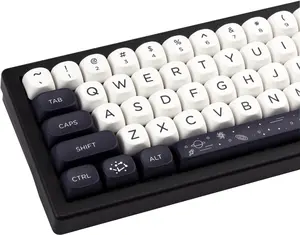 MOA Keycaps 126 Keys PBT Keycaps Dye-Keyboard Key Caps Set for Cherry MX Switches Mechanical Keyboards, Black White Theme Key Caps
