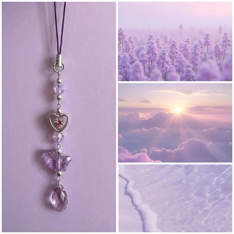 Y2K Purple Teardrop Phone Charm Strap, Compatible with Mobile Phones, Cameras and Wallets Cellphone Smartphone