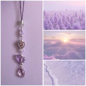 Y2K Purple Teardrop Phone Charm Strap, Compatible with Mobile Phones, Cameras and Wallets