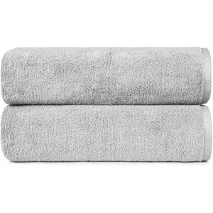 2 Piece Quick-Dry Oversize Bath Towel, 100% Cotton, Platinum, 54" x 30"