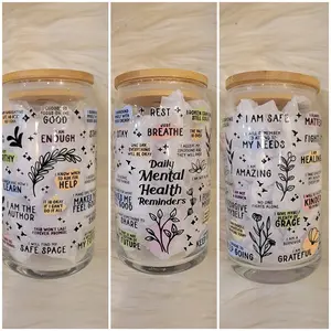 Mental Health Reminders Glass Cup