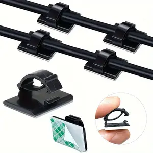 20pcs Wall Mount Cable Clips, Casual Style Plastic Utility Hooks, Self-Adhesive Cable Organizer Clips, with Easy Install for Office Desk USB Cord Management, Car Dash Cam Wire Fixator, Home Decor Wire Clamp, Cable Management Kit