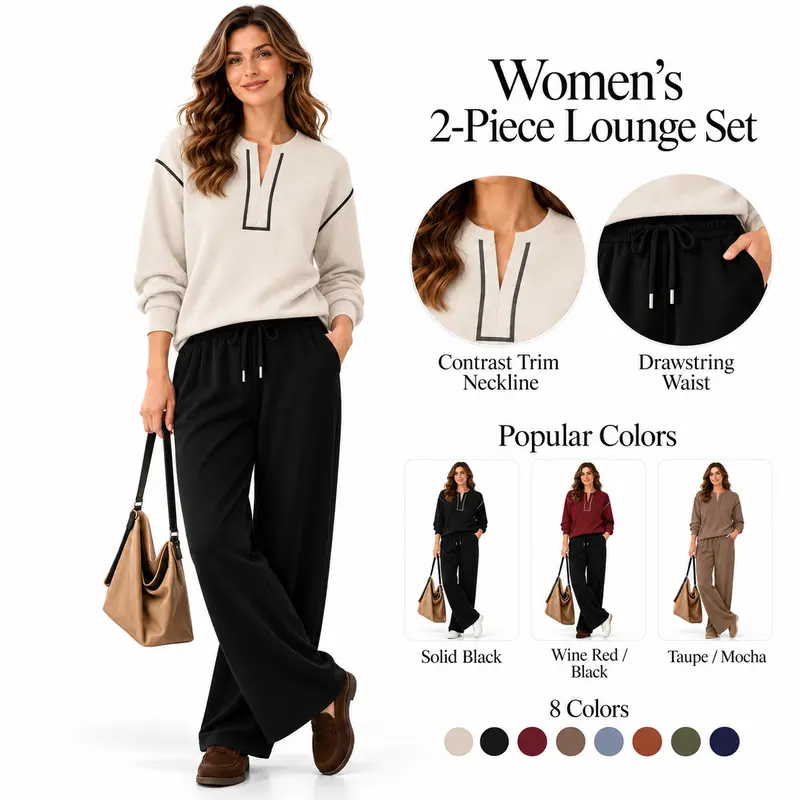 Women's WIHOLL 2-Piece Casual Lounge Set, Fashion Fall Outfits Pants & Top Set