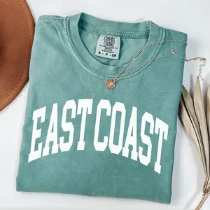 Comfort Colors East Coast Shirt, Vintage Varsity Aesthetic, Trendy Travel Destination Gift