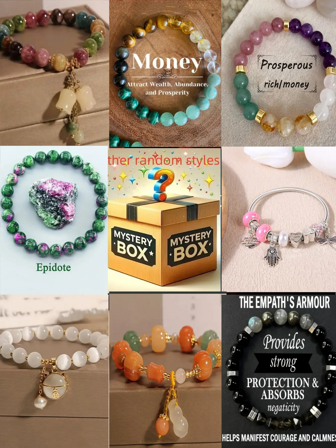 1pc surprise gift box randomly sent, more than 12 Women's Natural Stone Beads Bracelet, Solstice gemstone bracelet, Bead Bracelets, Beaded Bracelets, different styles, suitable for birthdays, festivals, party gifts, surprise gift boxes, Women's gifts