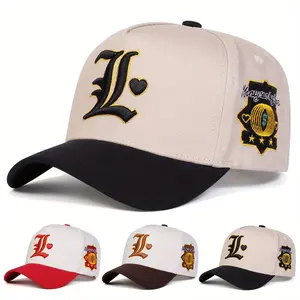 Unisex Letter L Love Heart Embroidered Patchwork Baseball Cap Outdoor Adjustable Sunscreen Leisure Hat Spring Autumn Travel Tourism Beach Vacation
