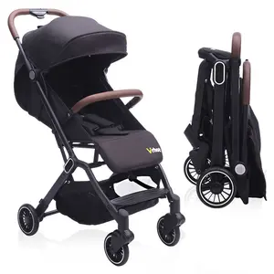 Baby Stroller with Carry Bag, One-Button Gravity Fold ,Black Aluminum Frame, 5" Front & 6" Rear Shock-Absorbing Wheels, One-Foot Dual Brake, Large Canopy