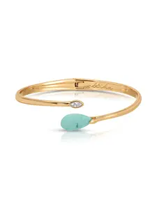 Ettika Turquoise Solstice Cuff - Brass 18K Gold Plated Reconstituted Turquoise 2.3" Diameter Hinge Closure Bracelet