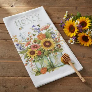 Bee Floral Honey Floral Terry Towel