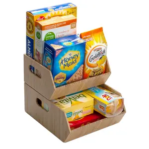 Stackable Bamboo Storage Bin Set (2-Piece) | 12” XL and 8.25” Small | Nesting Pantry & Cabinet Organizers