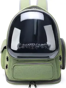 Cat Backpack Carrier, Breathable Cat Carrier Large Space Bubble Pet Backpack for Kitty Small Dog up to 15lbs, Transparent & Foldable Pet Carrier for Travel Hiking