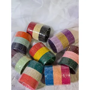 Sparkly Velvet Metal Bangles- 3 Color Combo Sets