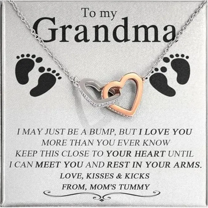 To My Grandma Interlocking Hearts Pendant Necklace, New Grandma Necklace Gift, Grandma Christmas Gift from Baby, New Grandma To Be Gift, Soon to Be Grandma Gift, Mom to Grandma Necklace, Gifts for Grandma, First Time Grandma Gifts, Mothers Day Gift
